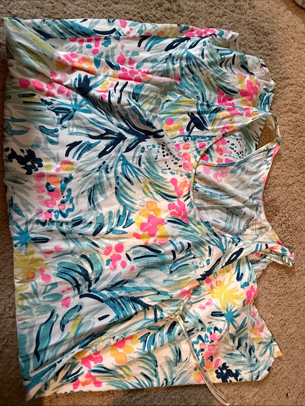 Lilly Pulitzer Tropical Floral Tank Top in White, Blue, Pink, Yellow
